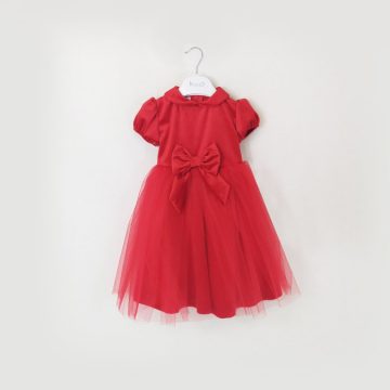 vestito bambina rosso velluto e tulle kd208r klaiadi abbigliamento bambini neonati accessori giocattoli bgkids it 1